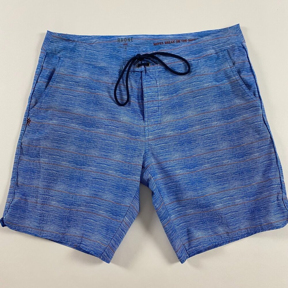 Rhone Board Shorts Mens Size 38 Swim Trunks Blue Striped